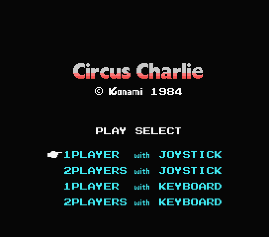 Circus Charlie title screen for MSX